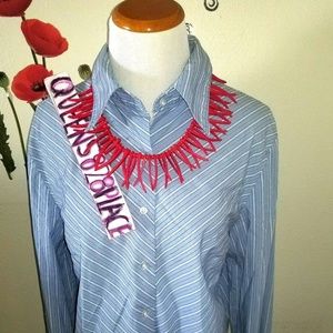 Apostrophe 18 Stretch striped Button Down Top